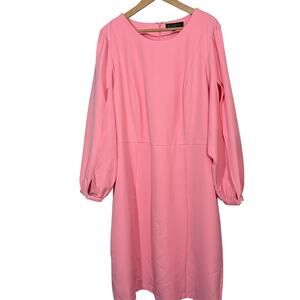 NEW! Eloquii Long Split Sleeve Sheath Dress Pink Bright Knee Length Party - 22